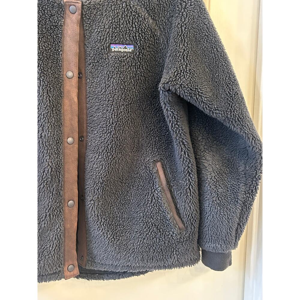 Patagonia Woolyester Fleece Bomber Jacket Women's Small Gray Brown Sherpa - Picture 5 of 9